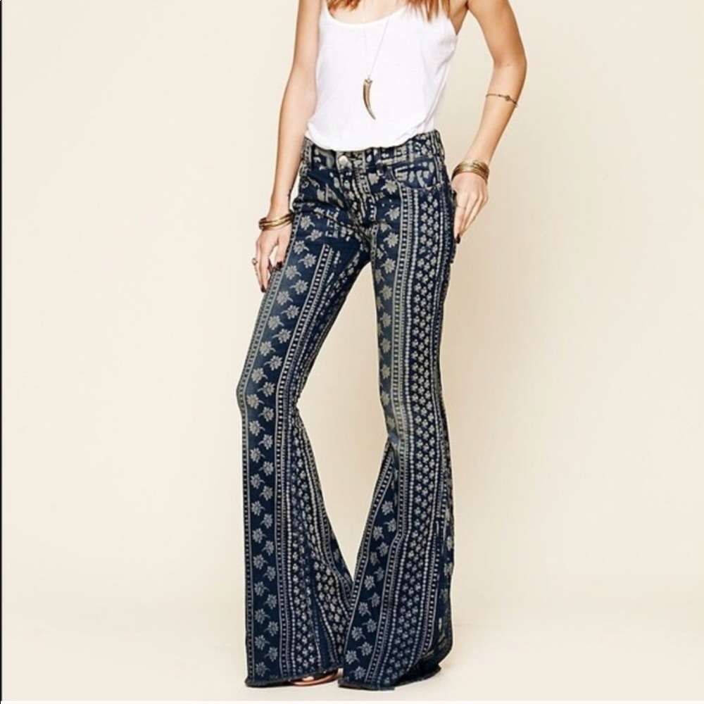 Free People Mantra Bali Printed Flares - Size 27
